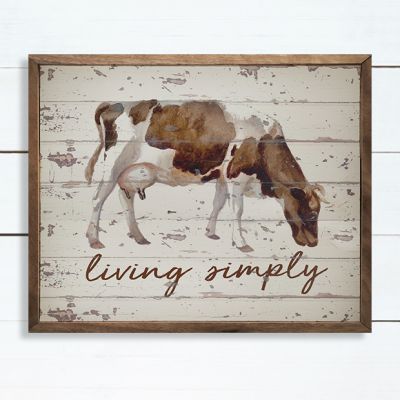 Live Simply Cow Framed Wall Art