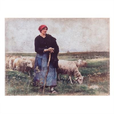 A Shepherdess and Her Flock Gallery Wrapped Aged Print