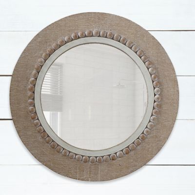 Round Wood Framed Accent Mirror