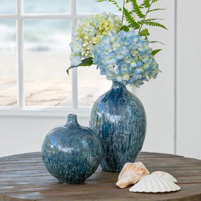 Abstract Blues Ceramic Bud Vase