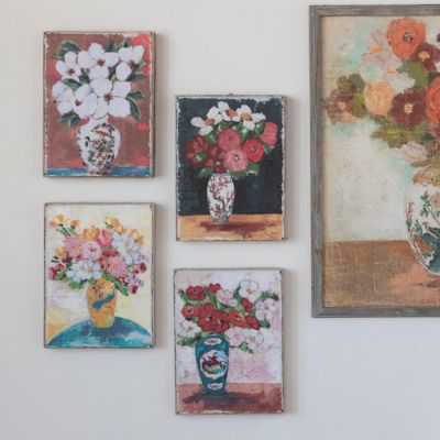 Abstract Floral Vase Canvas Wall Decor Set of 4