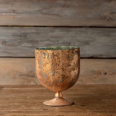 Aged Copper Mercury Glass Chalice