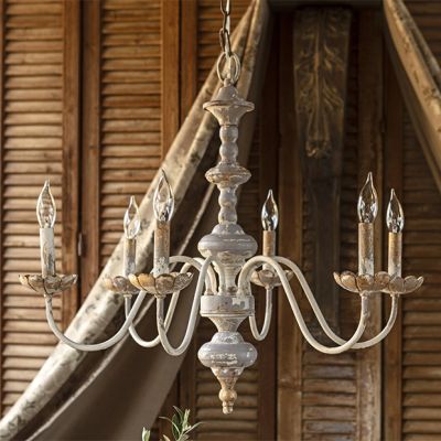 Aged French Country 6 Light Chandelier
