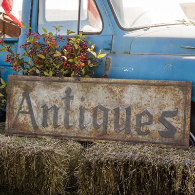 Aged Metal Antiques Wall Sign