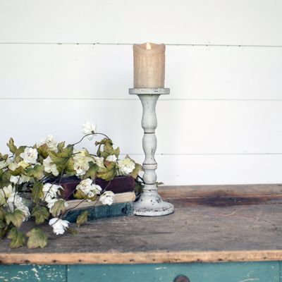 Aged Metal Candlestick
