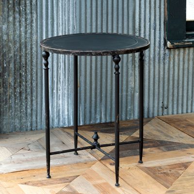 Aged Metal Round Side Table