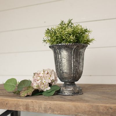 Aged Metal Fluted Urn Vase