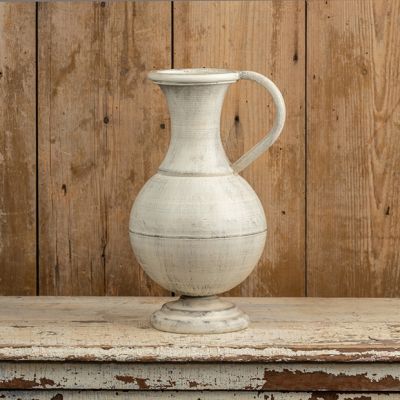 Aged Metal Vase With Handle