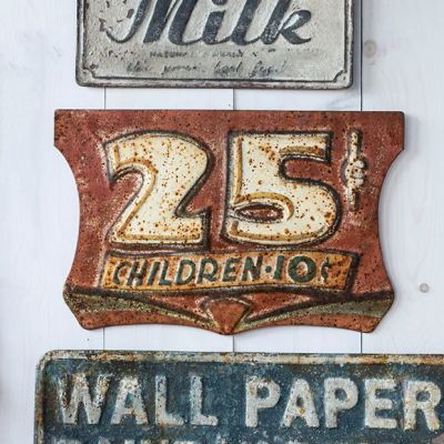Aged Tin 25 Cent Sign