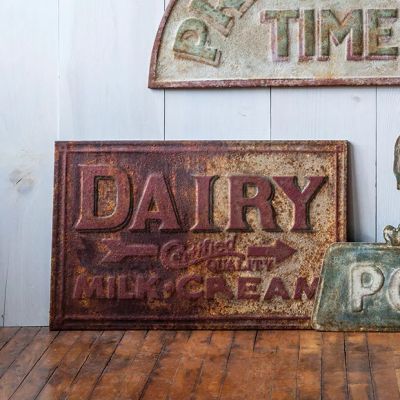 Aged Tin Dairy Sign