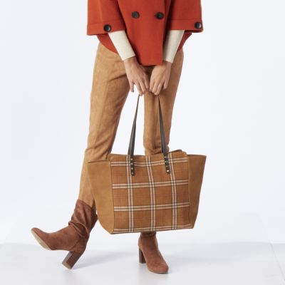 All About Plaid Suede Tote Bag