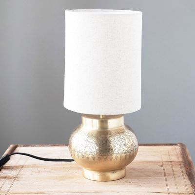 Antique Finish Flower Pattern Table Lamp