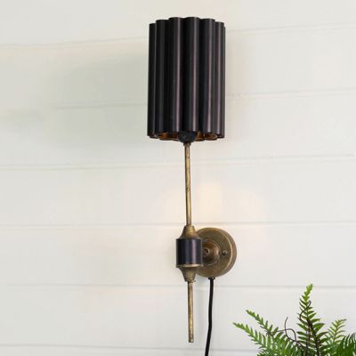 Antique Gold Wall Lamp With Black Shade