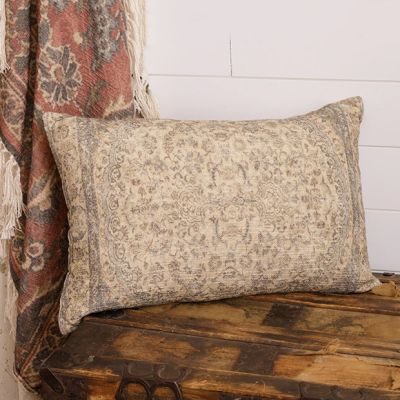 Antique Rug Pattern Slub Lumbar Pillow