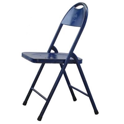 Antiqued Blue Folding Metal Chair