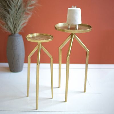 Antiqued Brass Martini Table Set of 2