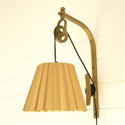 Antiqued Brass Pulley Wall Lamp