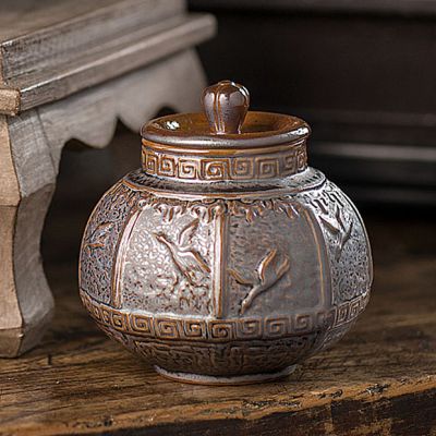 Antiqued Ceramic Ancestry Jar