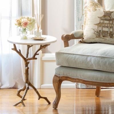 Antiqued Eclectic Elements Round Accent Table