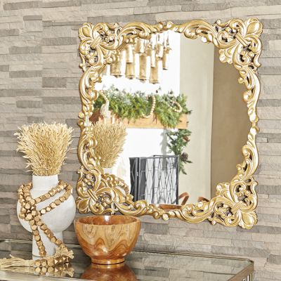 Antiqued Elegance Carved Acanthus Wall Mirror