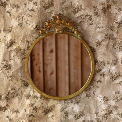 Antiqued Elegance Round Floral Mirror