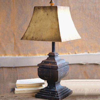 Antiqued Farmhouse Wooden Table Lamp