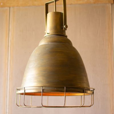 Antiqued Industrial Caged Dome Pendant