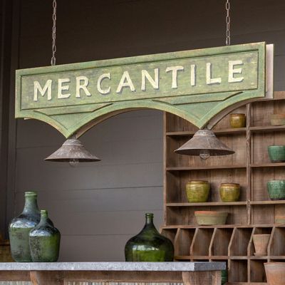 Antiqued Mercantile Sign Light Fixture