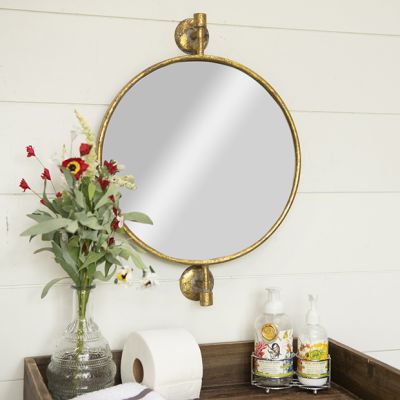 Antiqued Round Vanity Mirror