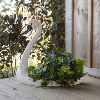 Antiqued Swan Planter
