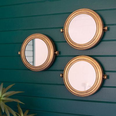 Antiqued Tilting Round Wall Mirror Collection Set of 3