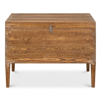Antiqued Wood Trunk Side Table