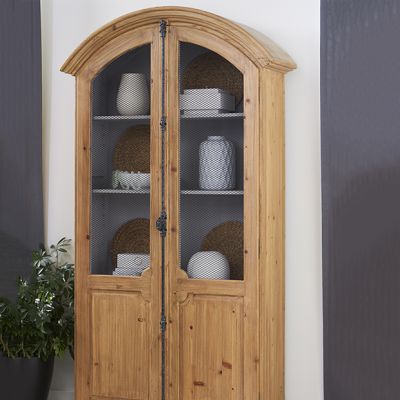 Arched Pine Grand Display Cabinet