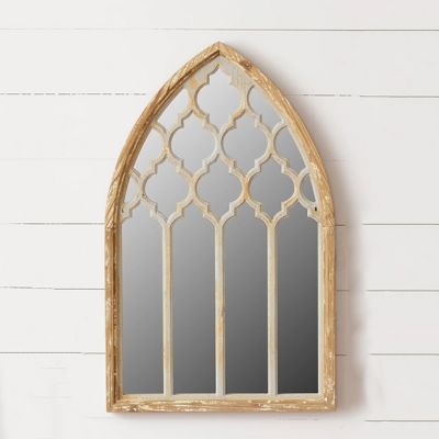 Arched Wood Frame Cathedral Mirror