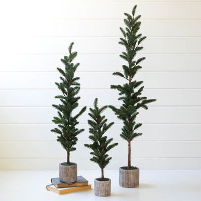 Artificial Pine In Cement Pot Set of 3
