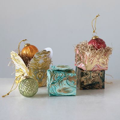 Assorted Embossed Glass Ornaments