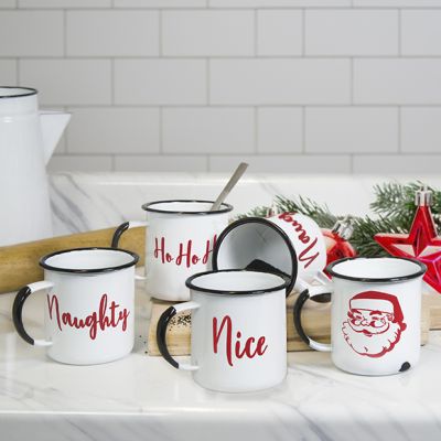 Assorted Enamelware Holiday Mug Set of 4