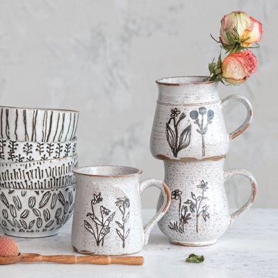 Assorted Floral Stoneware Mug Set of 4