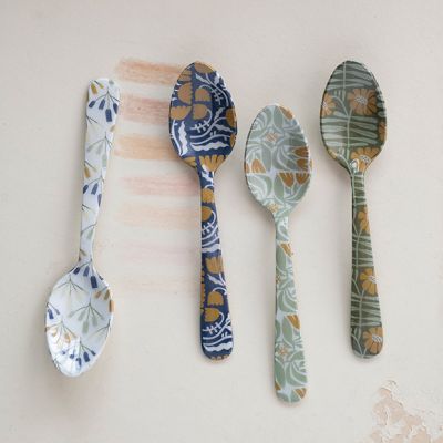 Assorted Florals Stainless Steel Spoon Set of 4