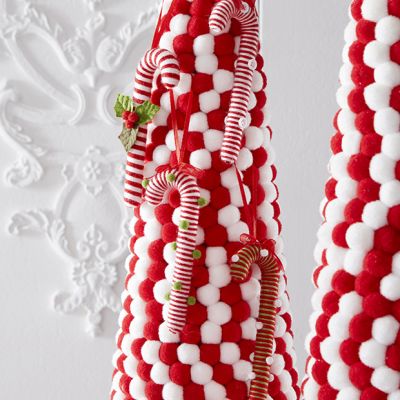 Assorted Yarn Candy Cane Ornaments Set of 8
