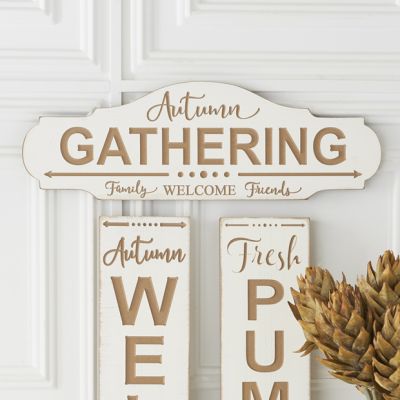 Autumn Gathering Oval Wood Wall Sign