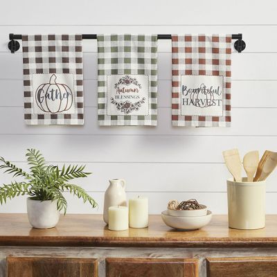 Autumn Harvest Checked Tea Towel Collection Set of 3