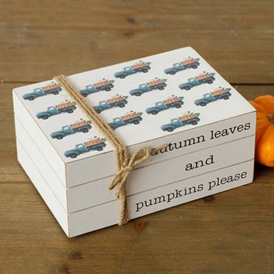 Autumn Leaves and Pumpkins Please Book Stack