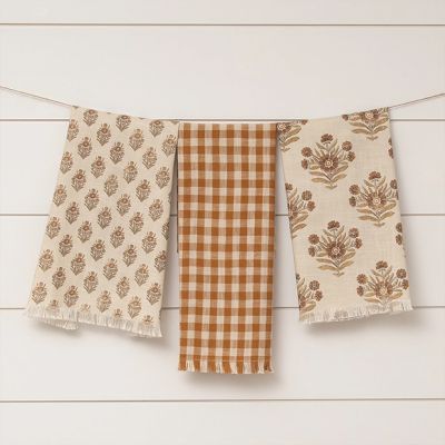Autumn Tones Patterned Tea Towels Set of 3