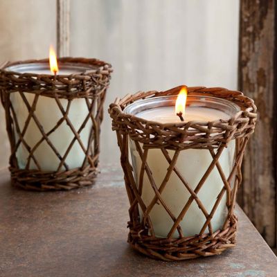 Back Porch Wicker Wrapped Candle
