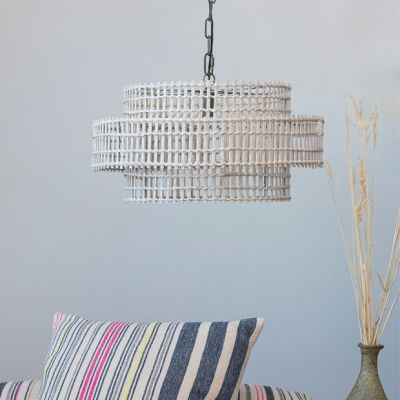 Bamboo and Rattan Tiered Pendant Light