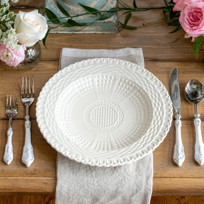 Basketweave Texture Creamware Dinner Plate
