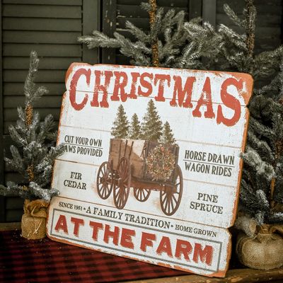 Rustic Wooden Christmas At The Farm Sign