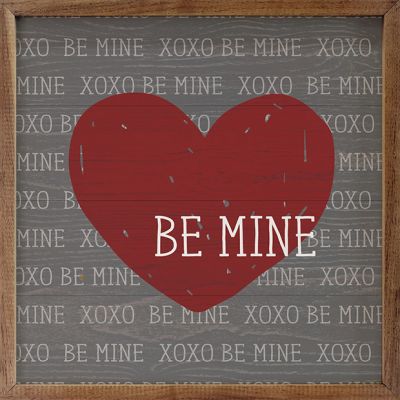 Be Mine Red Heart Gray Wall Art