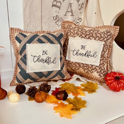 Be Thankful Quilted Patchwork Pillow